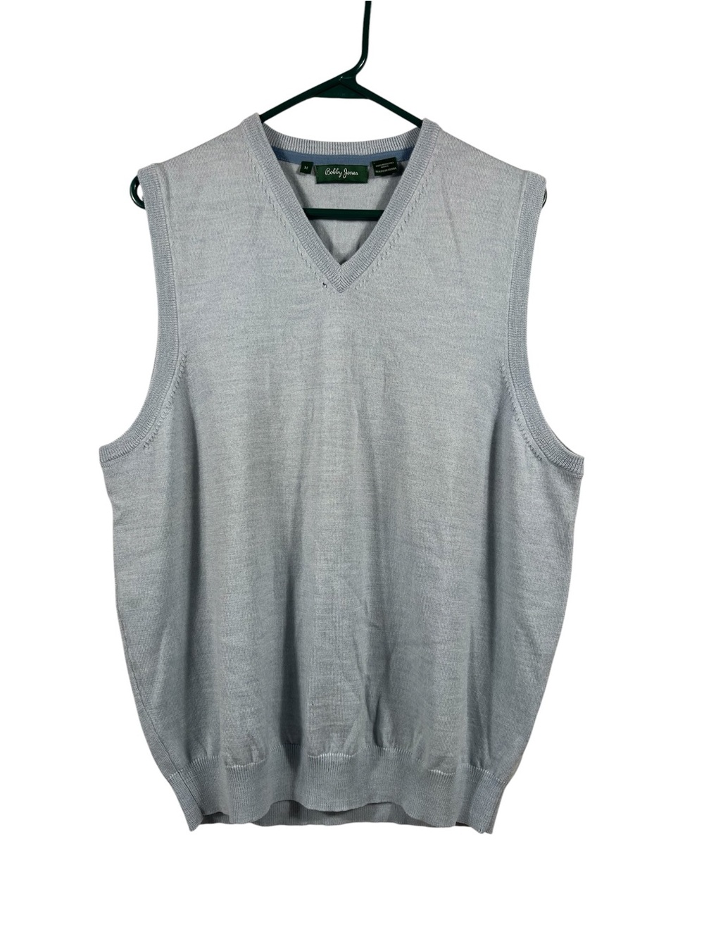 BOBBY JONES LIGHT BLUE 100% MERINO WOOL v-neck sweater vest size MEDIUM golf